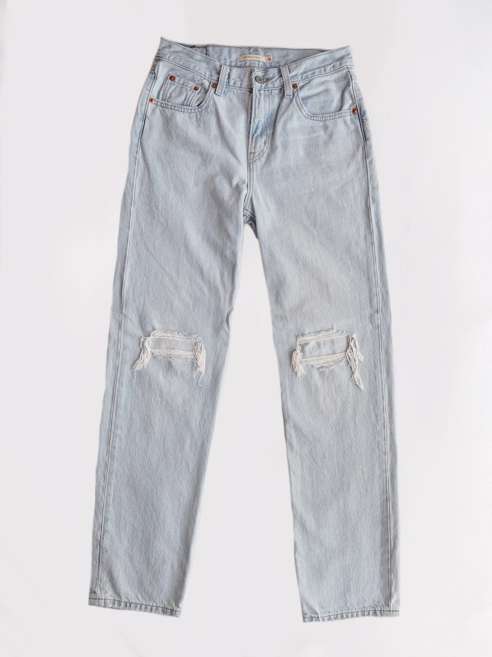Levi’s Women's Light Blue Straight Leg Jeans with Knee Rips